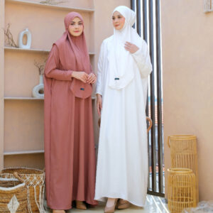 Gamis Abaya Putih Set Hijab Syari Polos Jumbo Premium Set Kerudung By Diayu